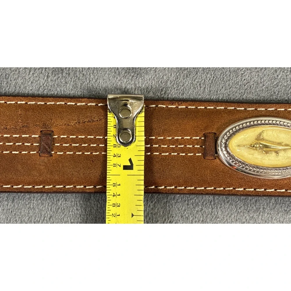 Onyx By Brighton Men’s 44 Brown Leather Belt Trinidad Deep Sea Fisherman Charity